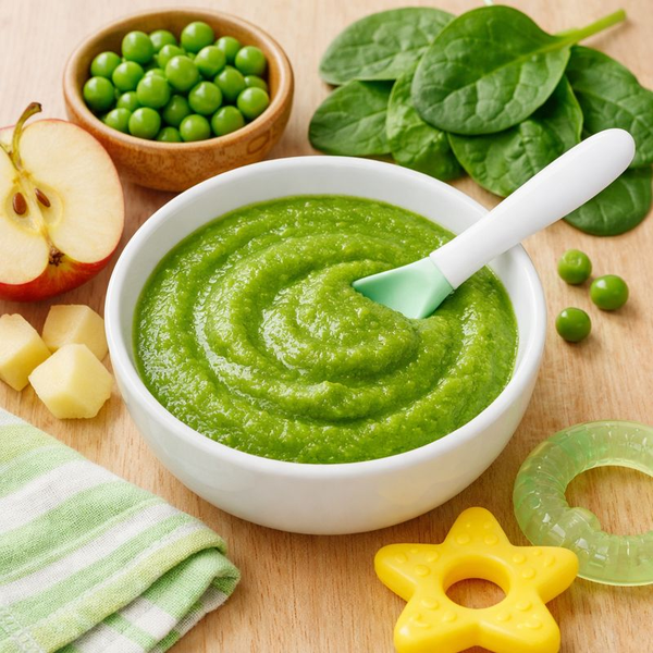 Apple, Spinach, Pea Puree for Baby